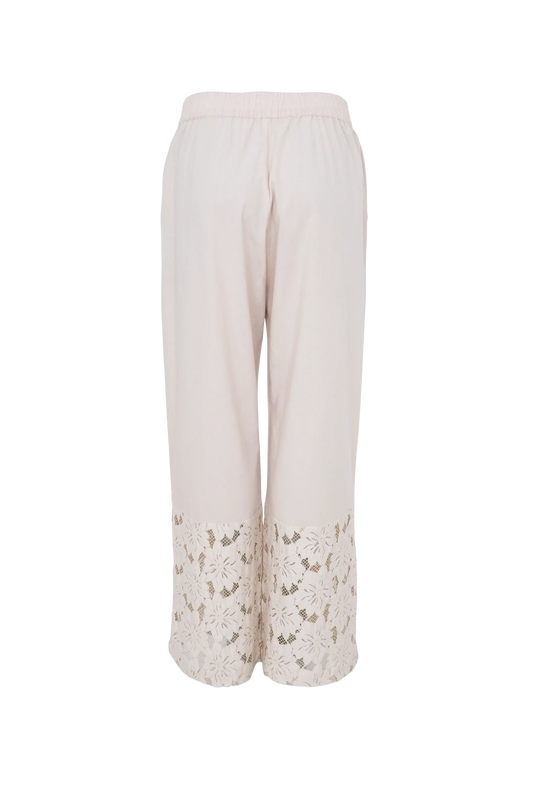 Black Colour Nelly Flower Bukser Champagne