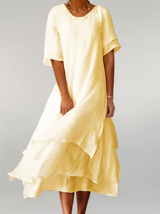 Jasmine – Elegant Lagdelt Midi Kjole